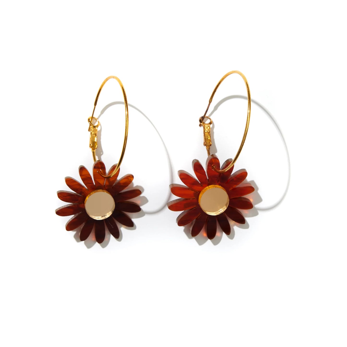 Emeldo Daisy Hoops in Tort Brown and Gold