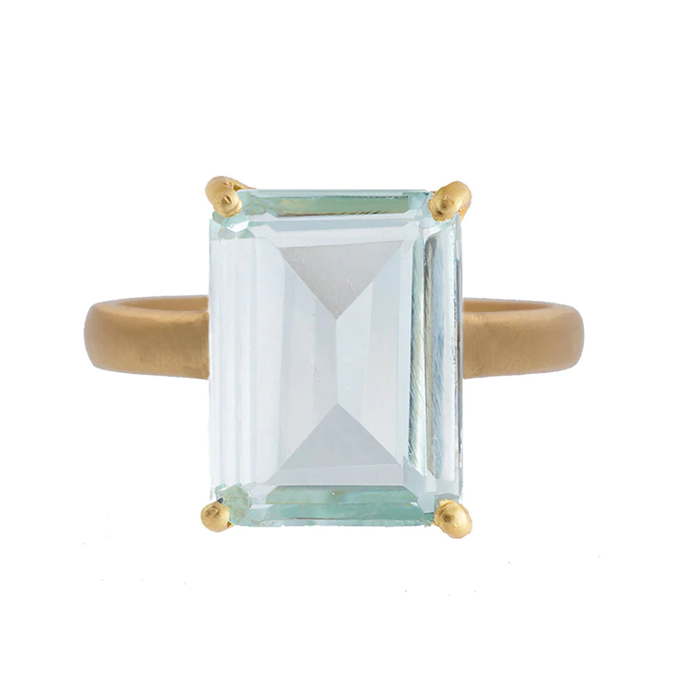 Rubyteva Aquamarine Glass Ring