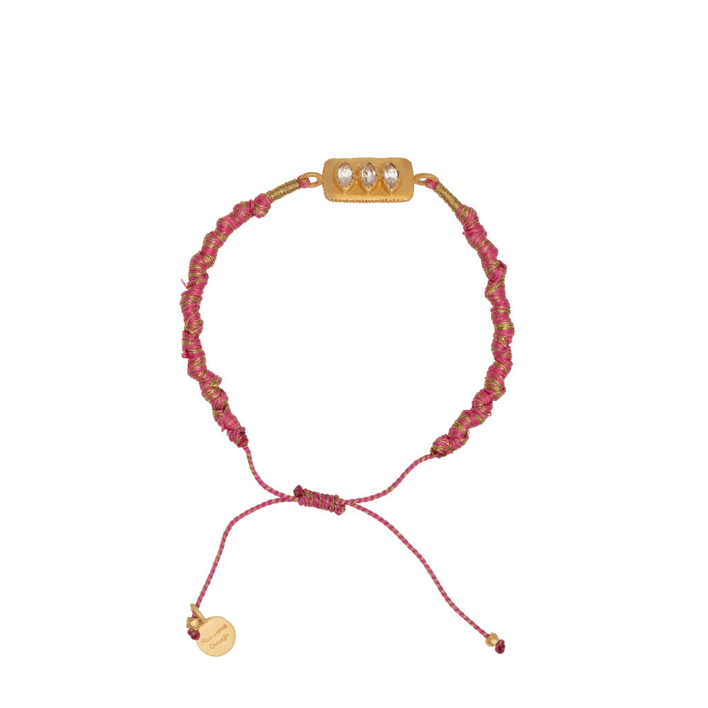 Cubic Zirconia bracelet with pink silk