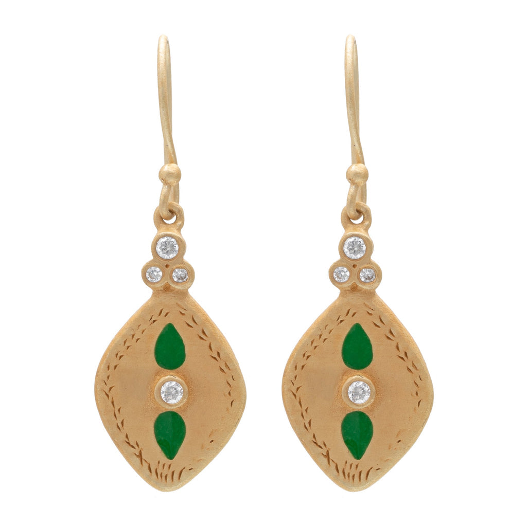 Green Enamel & Cubic Zirconia earrings