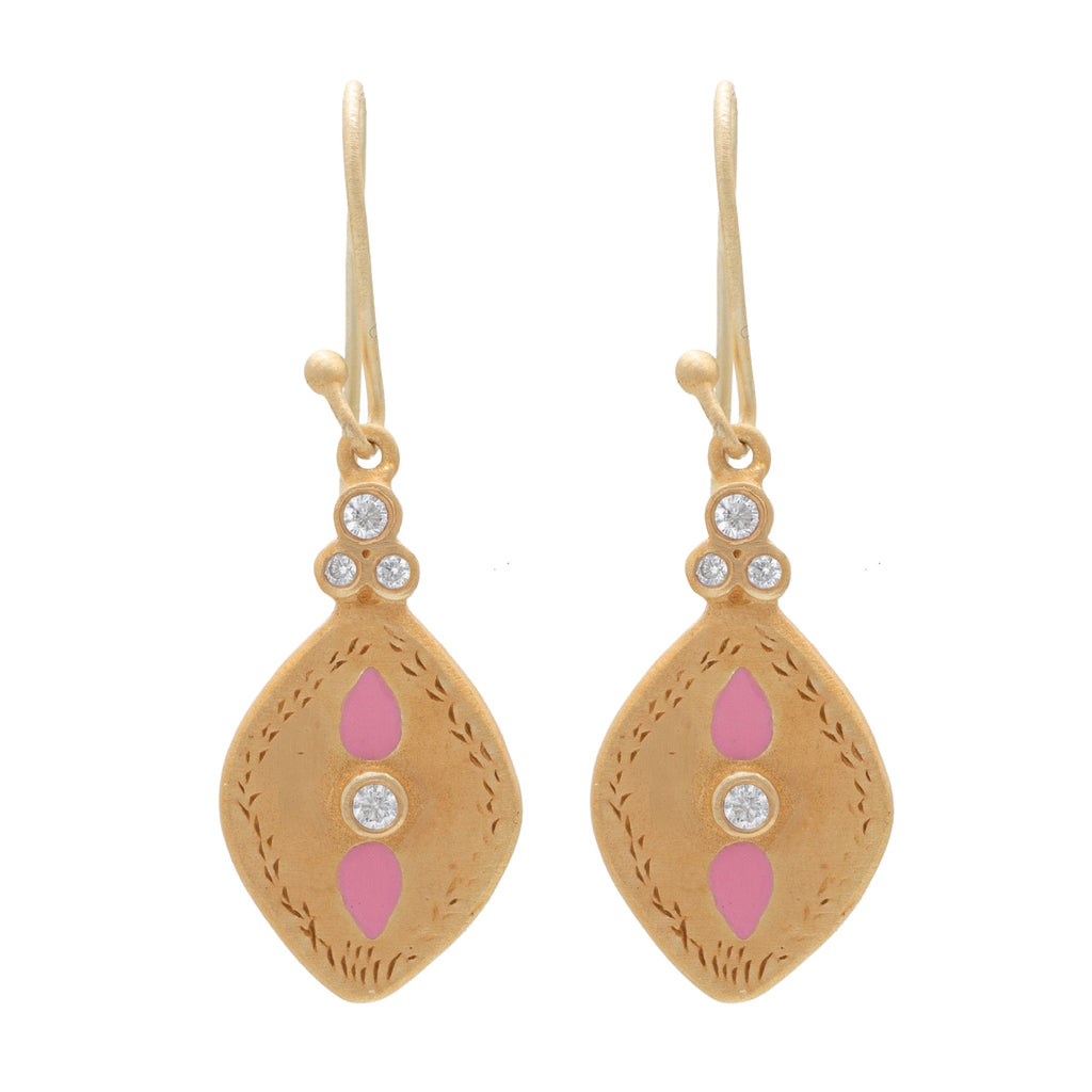 Pink enamel & Cubic Zirconia earrings