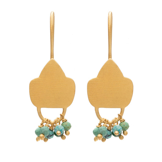Gold plate Turquoise shield earring