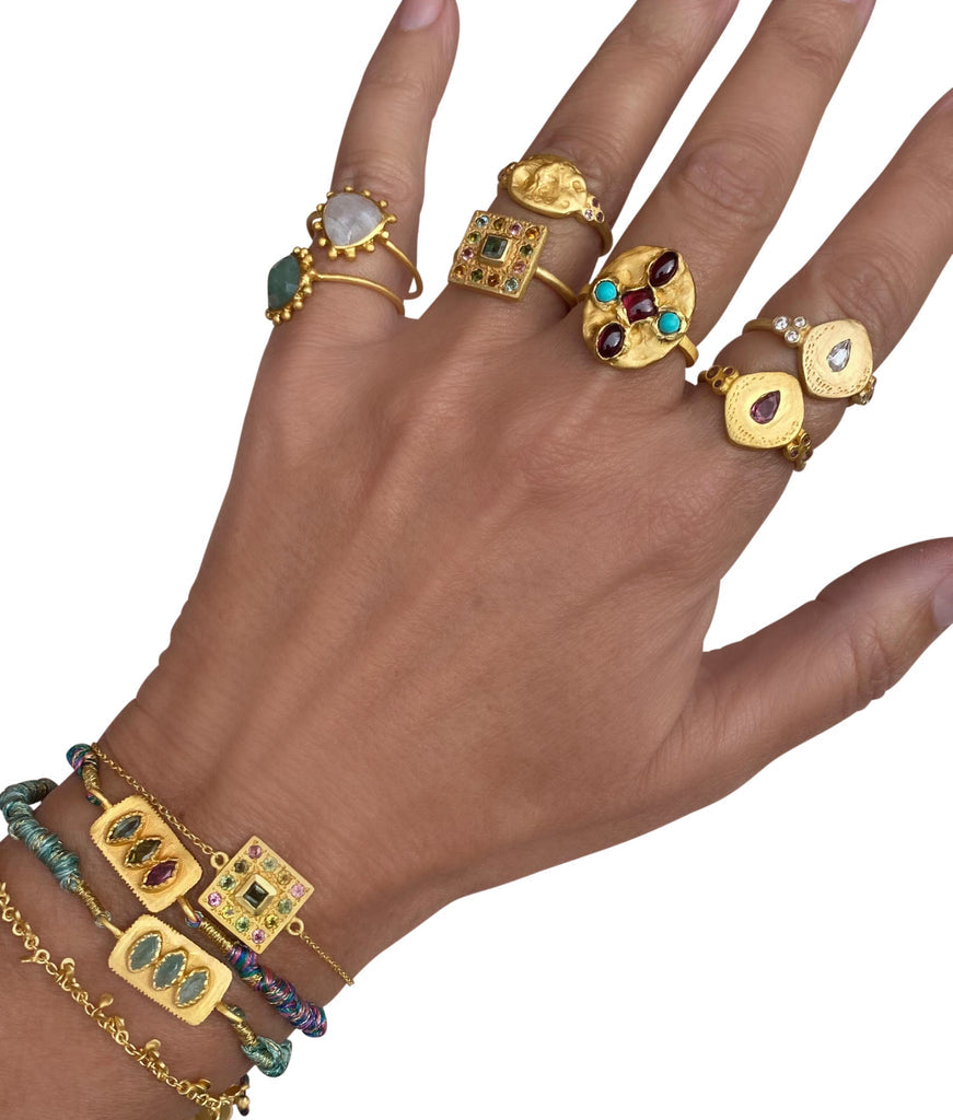 Multi Tourmaline bracelet with multi coloured silk